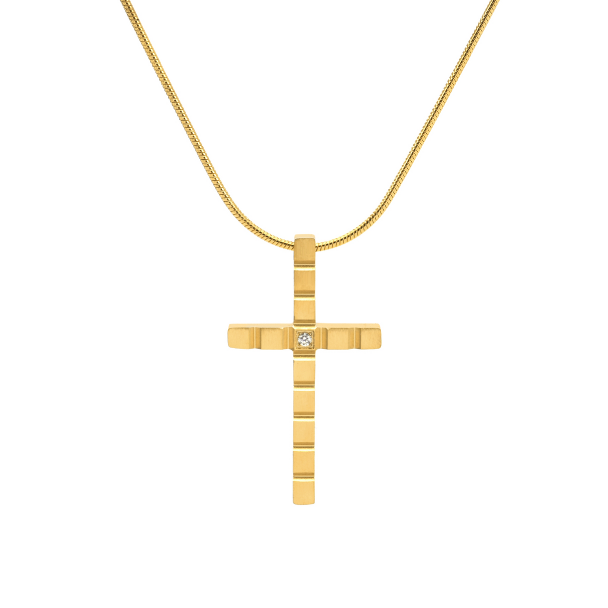 PT209G B.Tiff Gold Box Cut Cross Pendant by B.Tiff New York