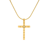 PT209G B.Tiff Gold Box Cut Cross Pendant by B.Tiff New York