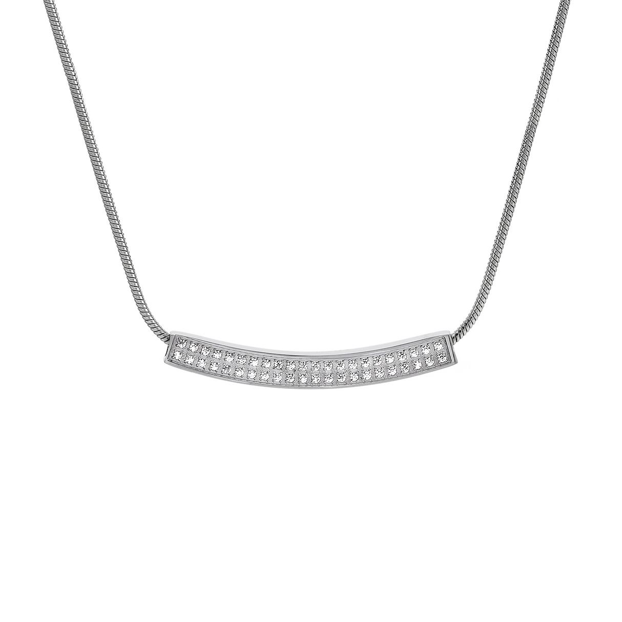 PT222W B.Tiff Pavé Crescent Pendant Necklace by B.Tiff New York