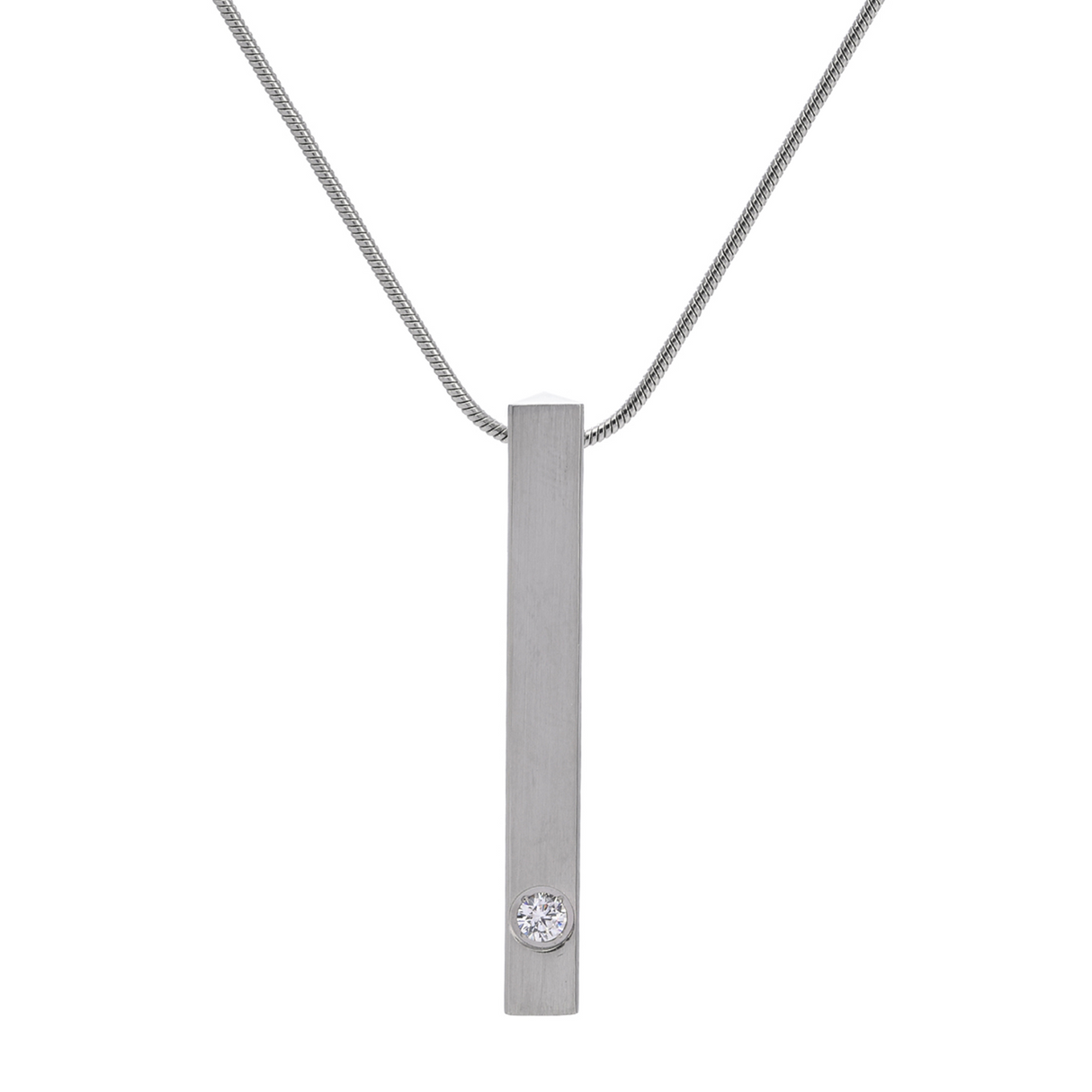 PT223W B.Tiff Supera Bar Stainless Steel Pendant Necklace by B.Tiff New York