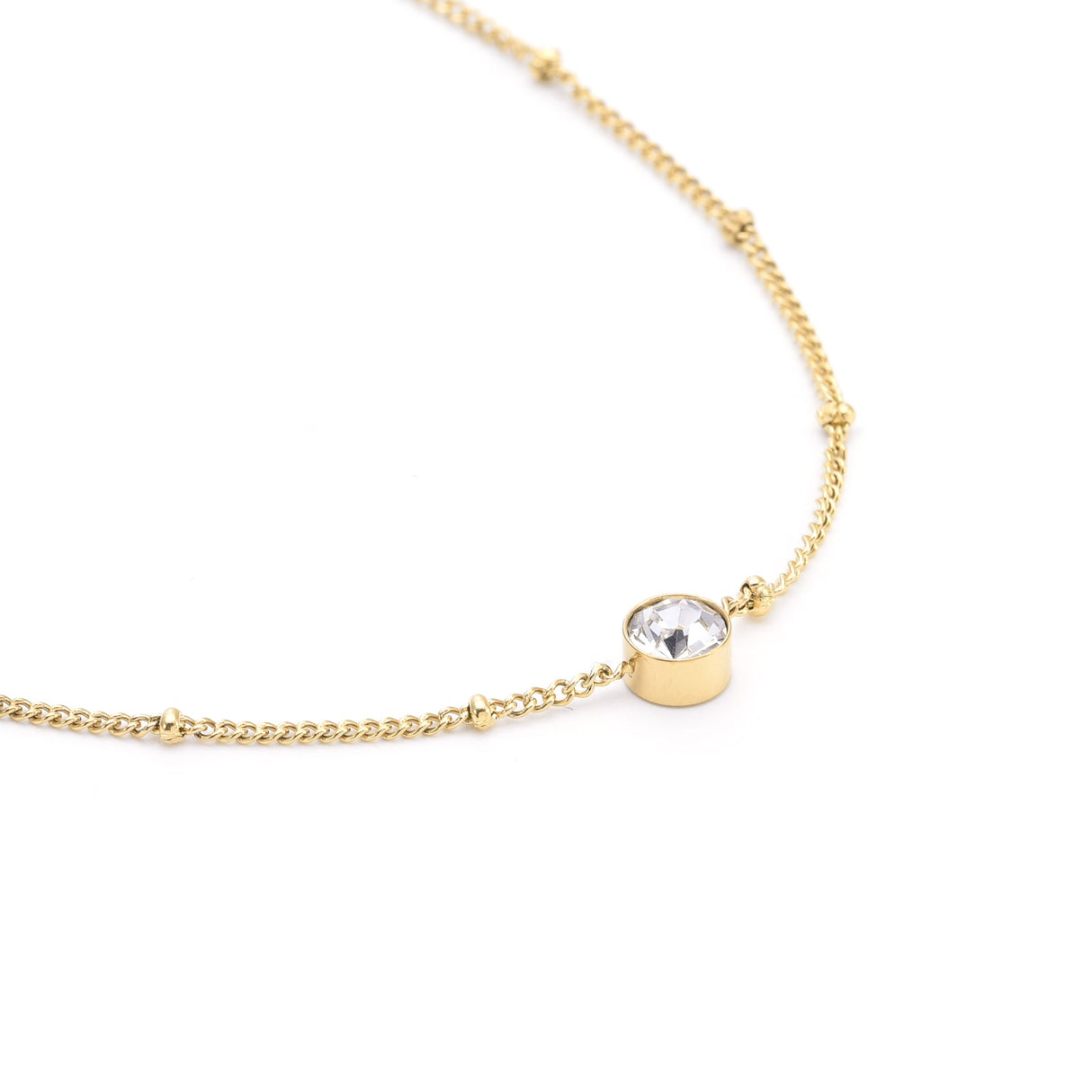 PT456G B.Tiff 8-Stone Gold Pavé Station Necklace by B.Tiff New York