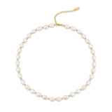 PT801G B.Tiff Gold Beads Interlaced Pearl Necklace by B.Tiff New York