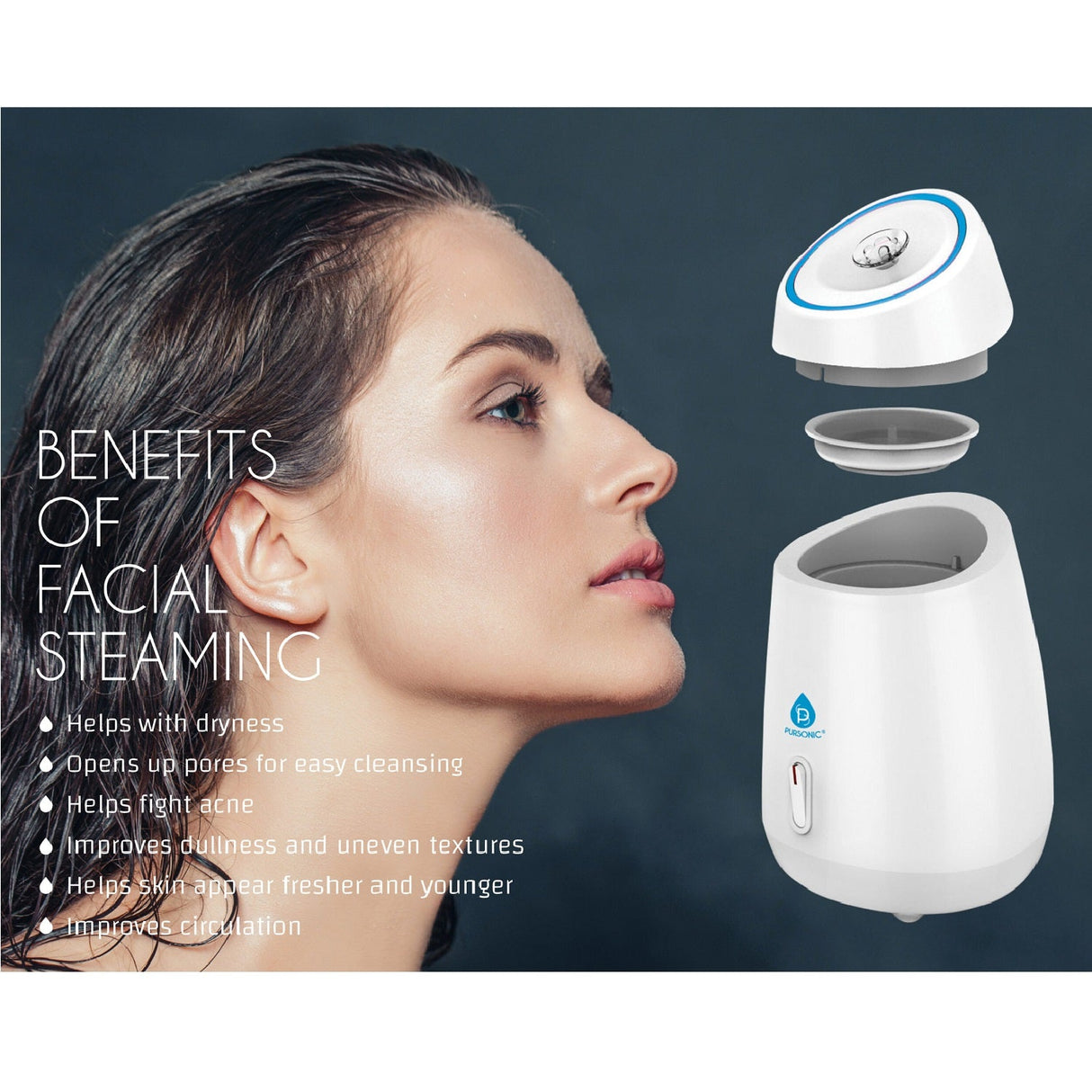 Pursonic Facial Steamer Hot Mist Moisturizing Spa by Pursonic