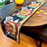 DaDa Bedding Halloween Pumpkins Table Runner, Harvest Orange Tapestry (12914) by DaDa Bedding Collection - Vysn