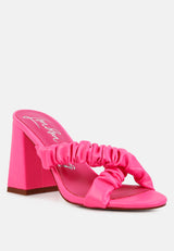 page 3 scrunchie strap block sandals by London Rag