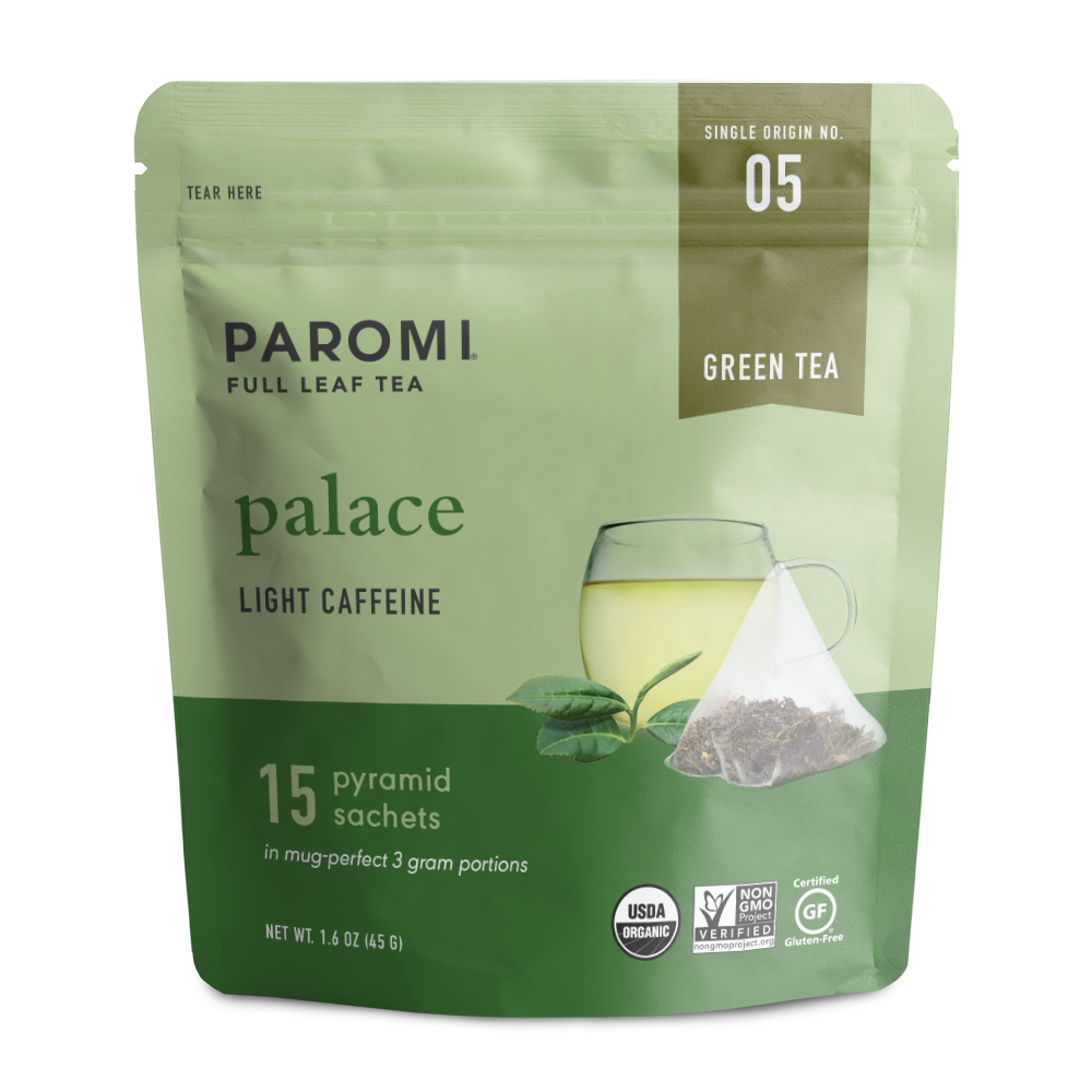 Organic Palace Green Tea, Full Leaf, in Pyramid Tea Bags by Paromi Tea