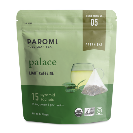 Organic Palace Green Tea, Full Leaf, in Pyramid Tea Bags by Paromi Tea