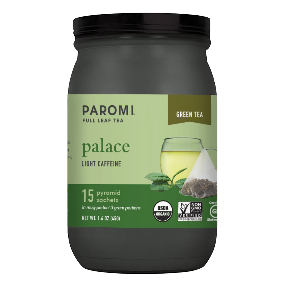 Organic Palace Green Tea, Full Leaf, in Pyramid Tea Bags by Paromi Tea