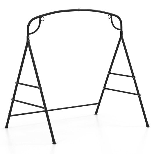 Patio Metal Swing Stand with Double Side Bars and 2-Ring Design-Black