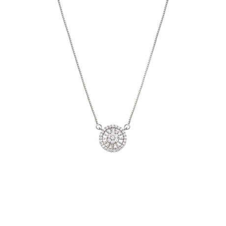 Pave X Baguette Round Pendant Necklace by By Adina Eden