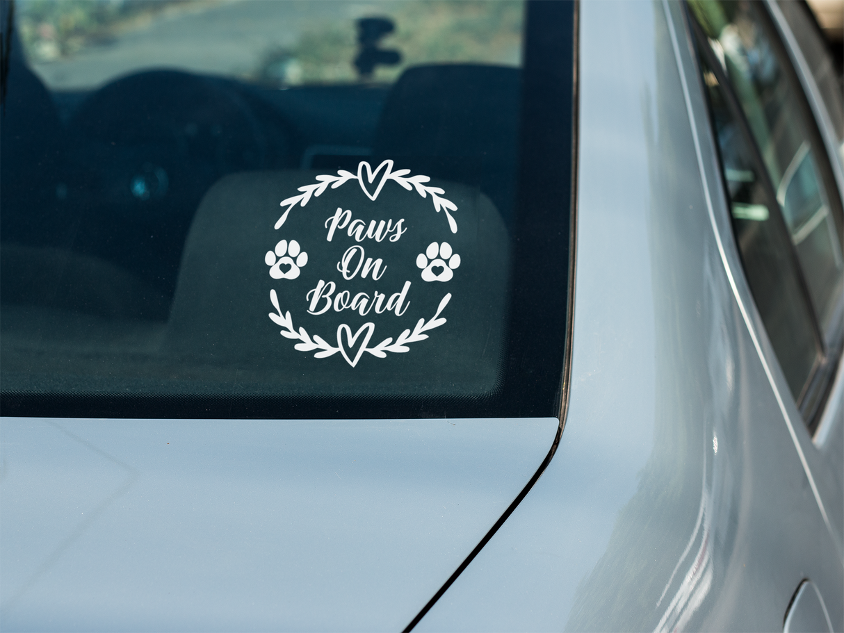 Paws On Board Heart Wreath Car Window Sticker by WinsterCreations™ Official Store