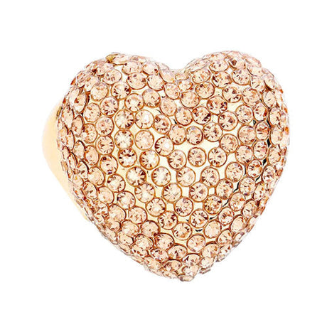 Colorful Heart Crystal Rhinestone Pave Stretchable Ring by Madeline Love