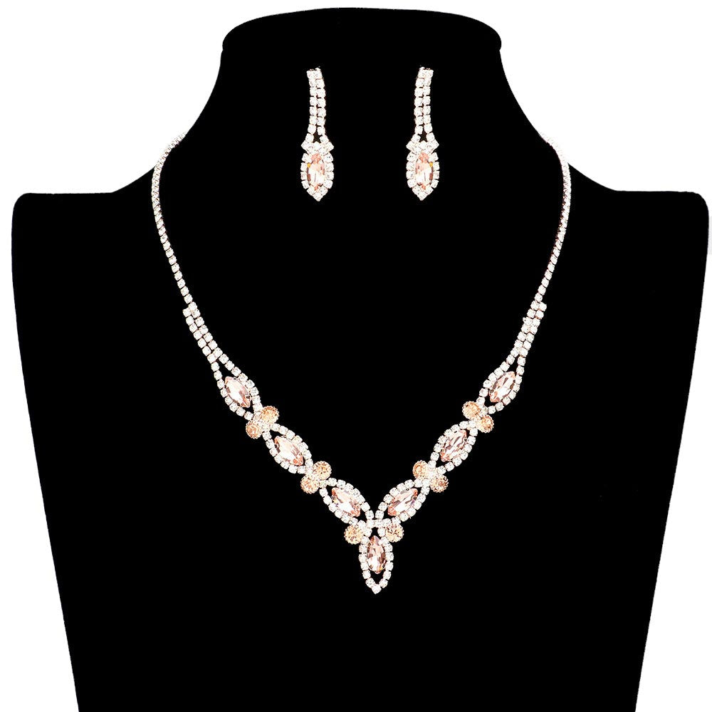 Marquise Stone Accented Rhinestone Necklace by Madeline Love