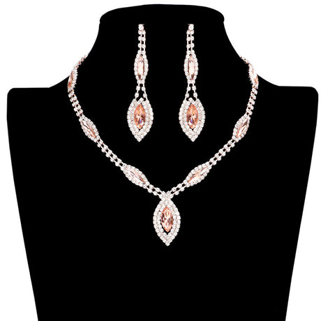 Marquise Stone Accented Rhinestone Necklace Earring Set by Madeline Love