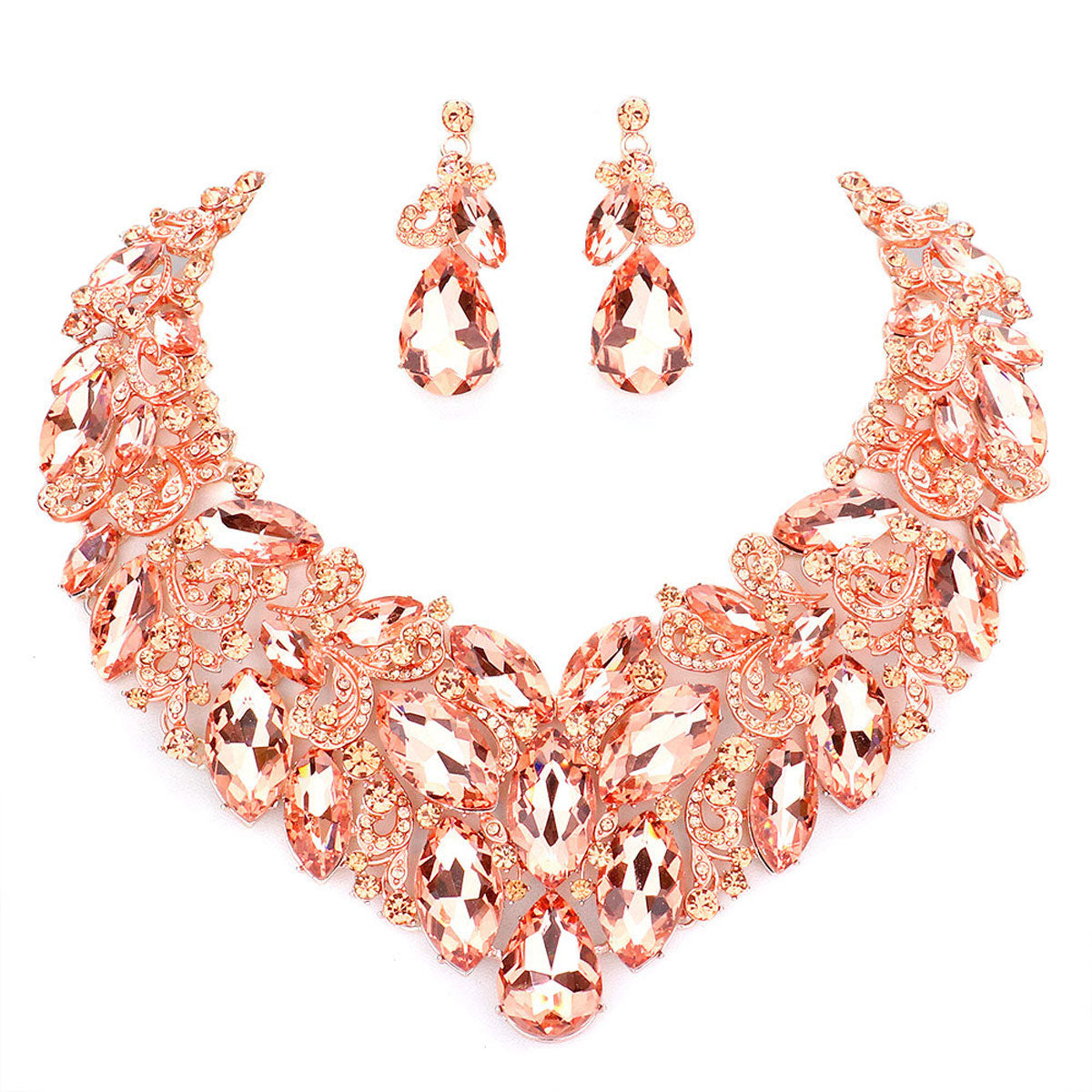 Marquise Stone Cluster Accented Evening Necklace by Madeline Love