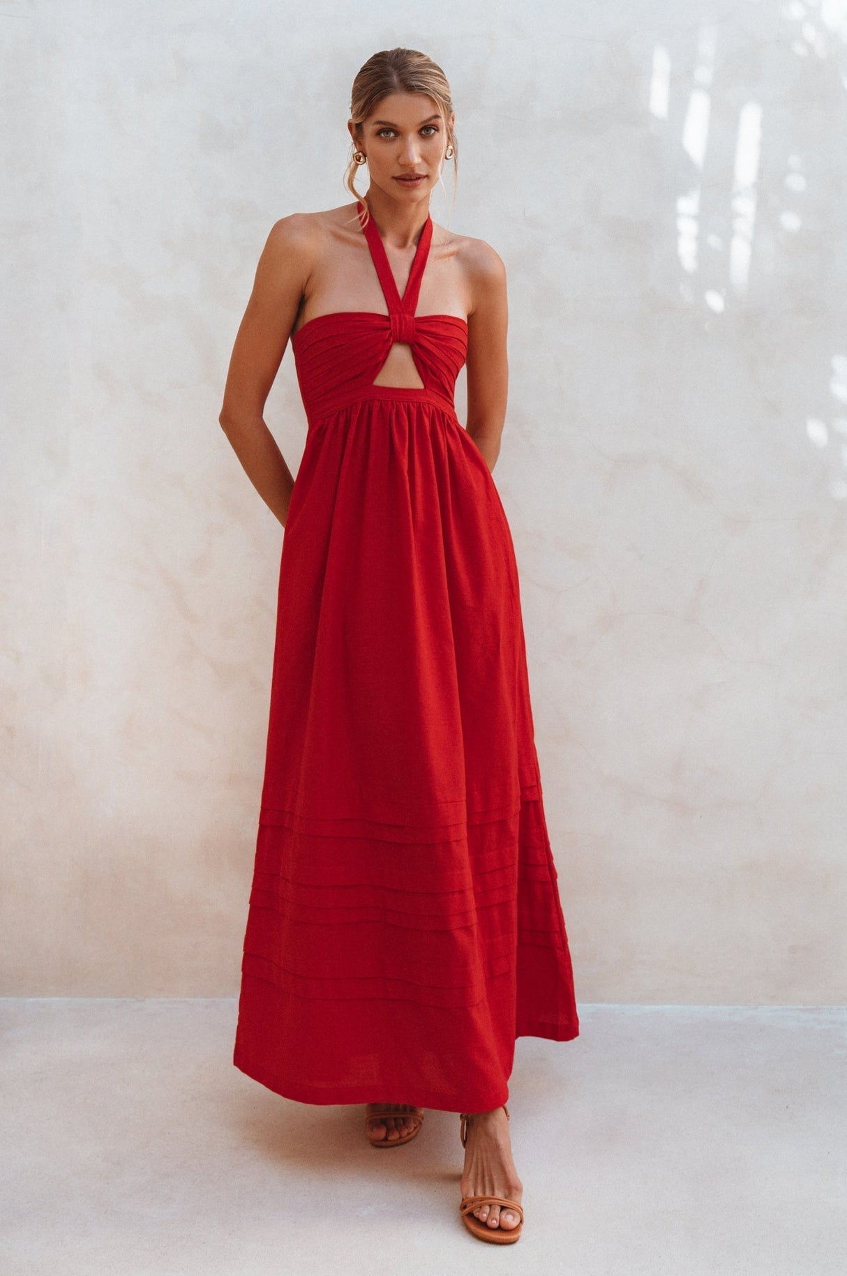 Penelope Halter Linen Maxi Dress by ELF