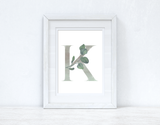 Personalised Grey Greenery Initial Spring Seasonal Wall Home Decor Print by WinsterCreations™ Official Store