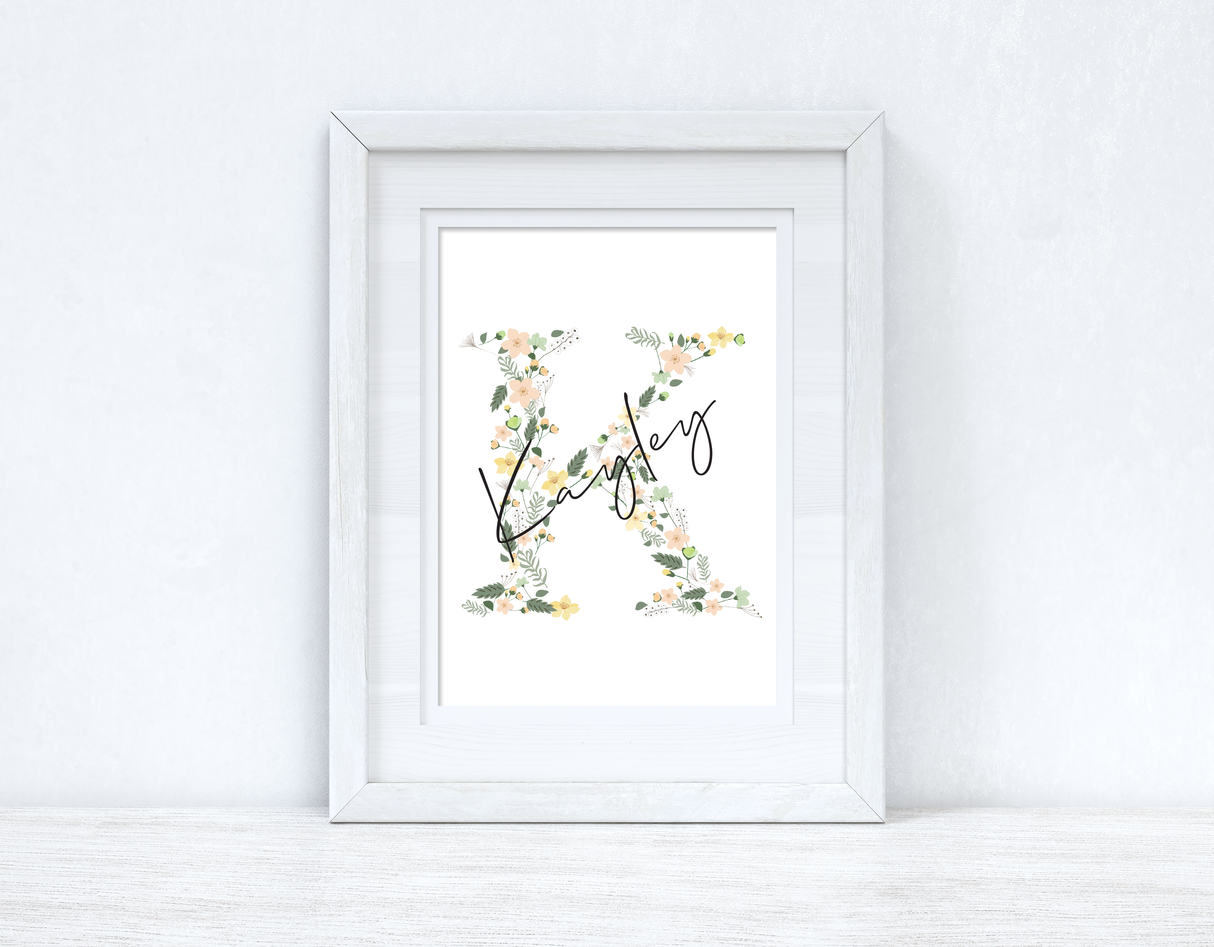 Personalised Spring Floral Initial & Name Spring Seasonal Wall Home Decor Print by WinsterCreations™ Official Store