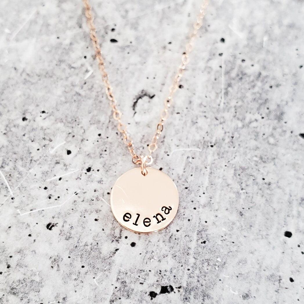 Personalized Name Disc Necklace by Salt and Sparkle