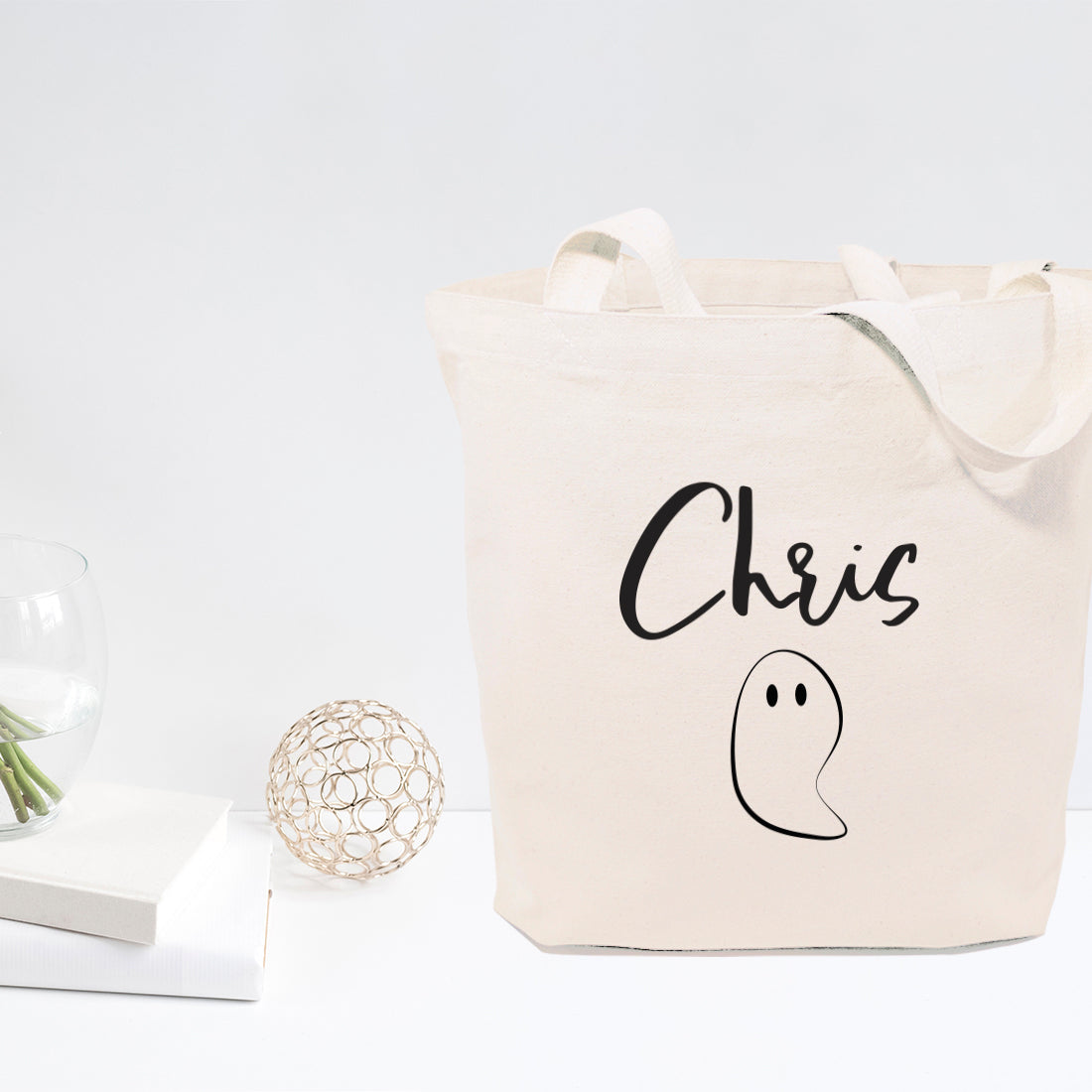 Personalized Name Ghost Cotton Canvas Tote Bag by The Cotton & Canvas Co.