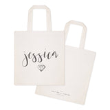 Personalized Name with Diamond Cotton Canvas Tote Bag by The Cotton & Canvas Co.