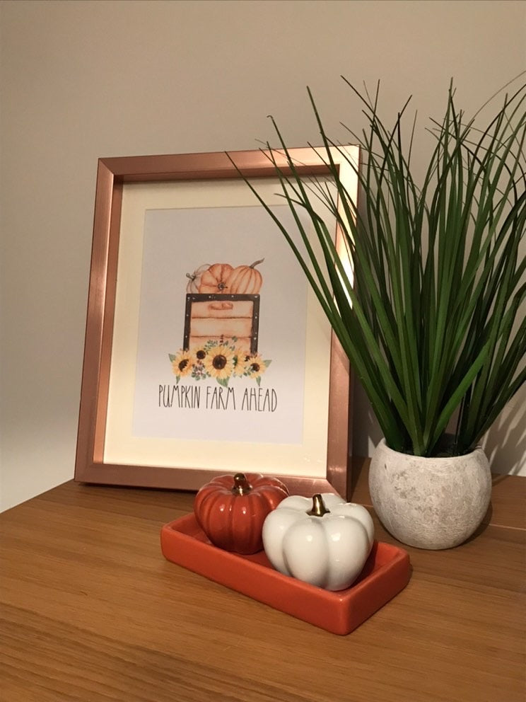 Pumpkin Farm Ahead Autumn Seasonal Wall Home Decor Print by WinsterCreations™ Official Store