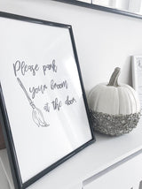 Please Park Your Broom At The Door Halloween Autumn Seasonal Wall Home Decor Print by WinsterCreations™ Official Store - Vysn