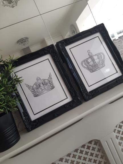 King & Queen Crown Couple Black Set Of 2 Bedroom Prints by WinsterCreations™ Official Store