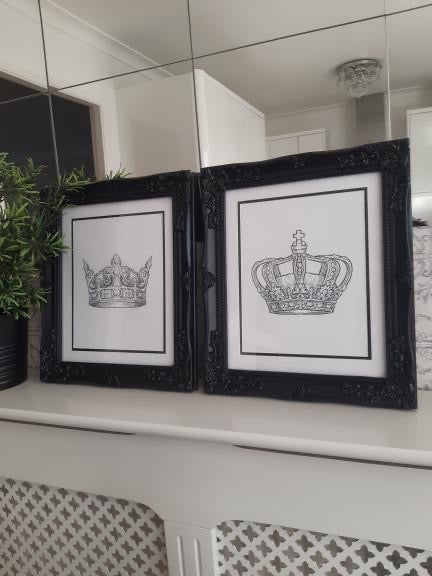 King & Queen Crown Couple Black Set Of 2 Bedroom Prints by WinsterCreations™ Official Store