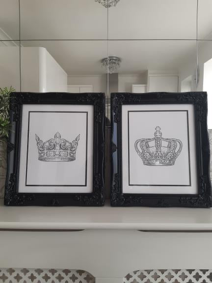 King & Queen Crown Couple Black Set Of 2 Bedroom Prints by WinsterCreations™ Official Store