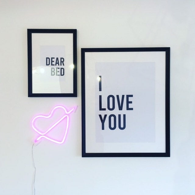 Dear Bed I Love You Black Bold Set Of 2 Bedroom Decor Wall Prints by WinsterCreations™ Official Store