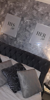 His & Hers Side Bold Couple Black Set Of 2 Bedroom Prints by WinsterCreations™ Official Store