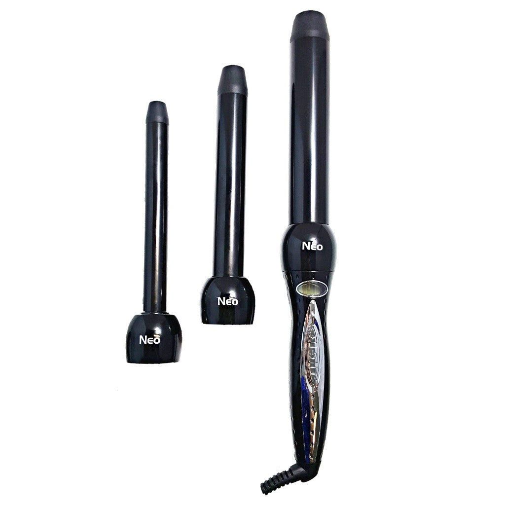 Twister 3-in-1 Digital Pro Interchangeable Ceramic Curling Wand Set - Black