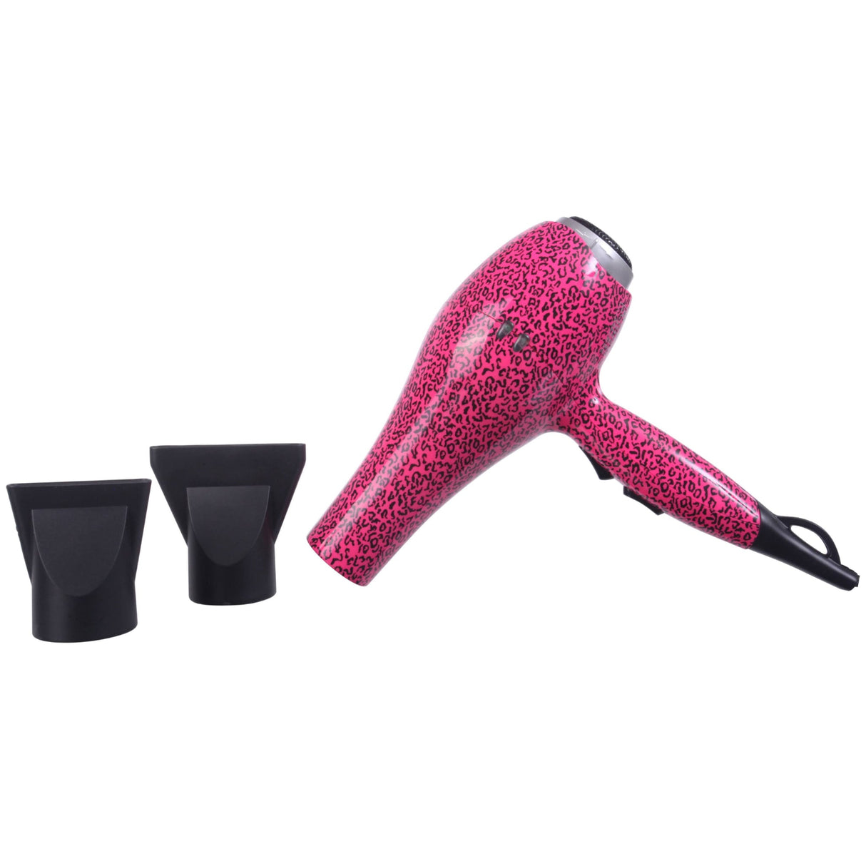 Ionic Pro 2000 - Professional 2000W Powerful Hair Dryer - Concentrator Nozzles Included - Hot Pink Leopard