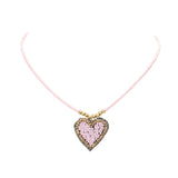 Felt Back Beaded Heart Pendant Necklace by Madeline Love