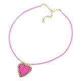 Felt Back Beaded Heart Pendant Necklace by Madeline Love