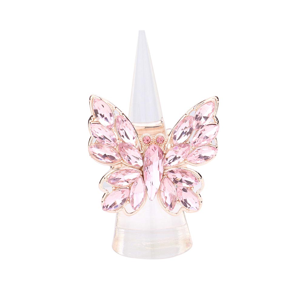 Marquise Stone Cluster Butterfly Stretch Ring by Madeline Love