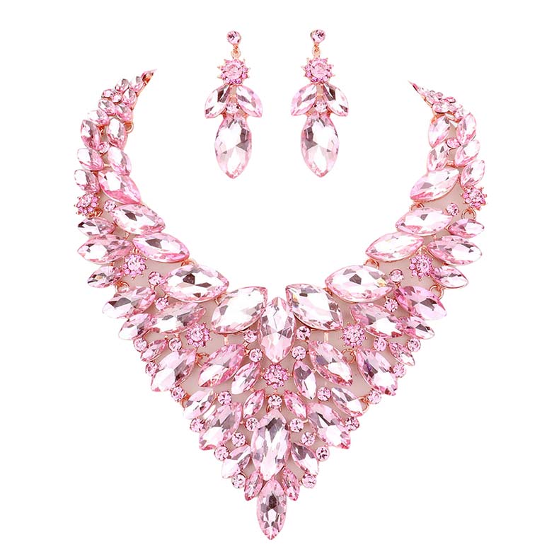 Marquise Stone Cluster Statement Evening Necklace by Madeline Love