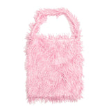 Solid Color Faux Fur Fringe Shoulder Bag by Madeline Love