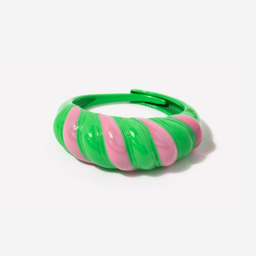 Pink Green Croissant Ring by Little Sky Stone