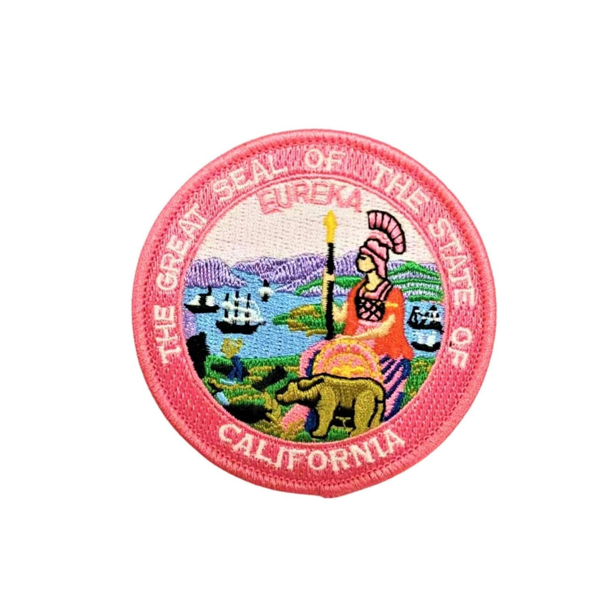 Pink Ribbon <br>Non-Custody<br> Calif State Seal Patch by Custom Pins & Buckles