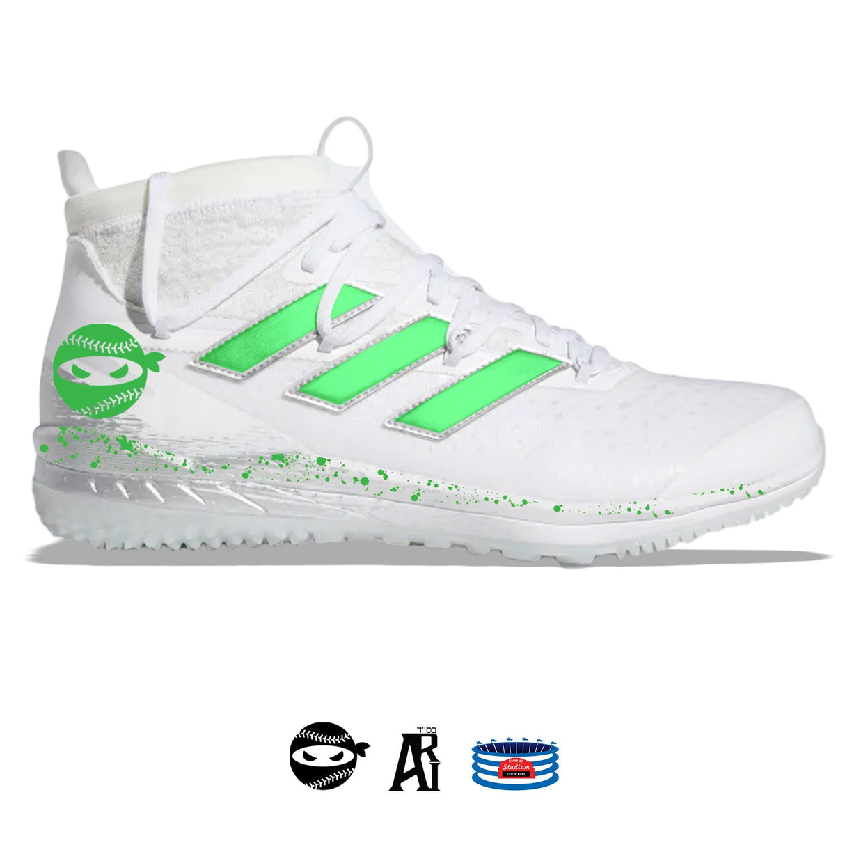 "Pitching Ninja III" Adidas Adizero Afterburner 8 NWV Turf Shoes by Stadium Custom Kicks