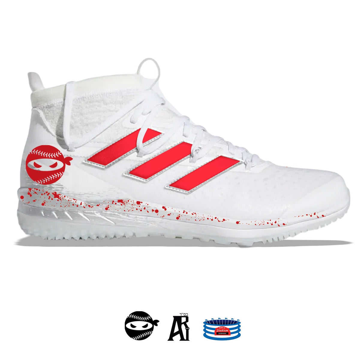 "Pitching Ninja III" Adidas Adizero Afterburner 8 NWV Turf Shoes by Stadium Custom Kicks