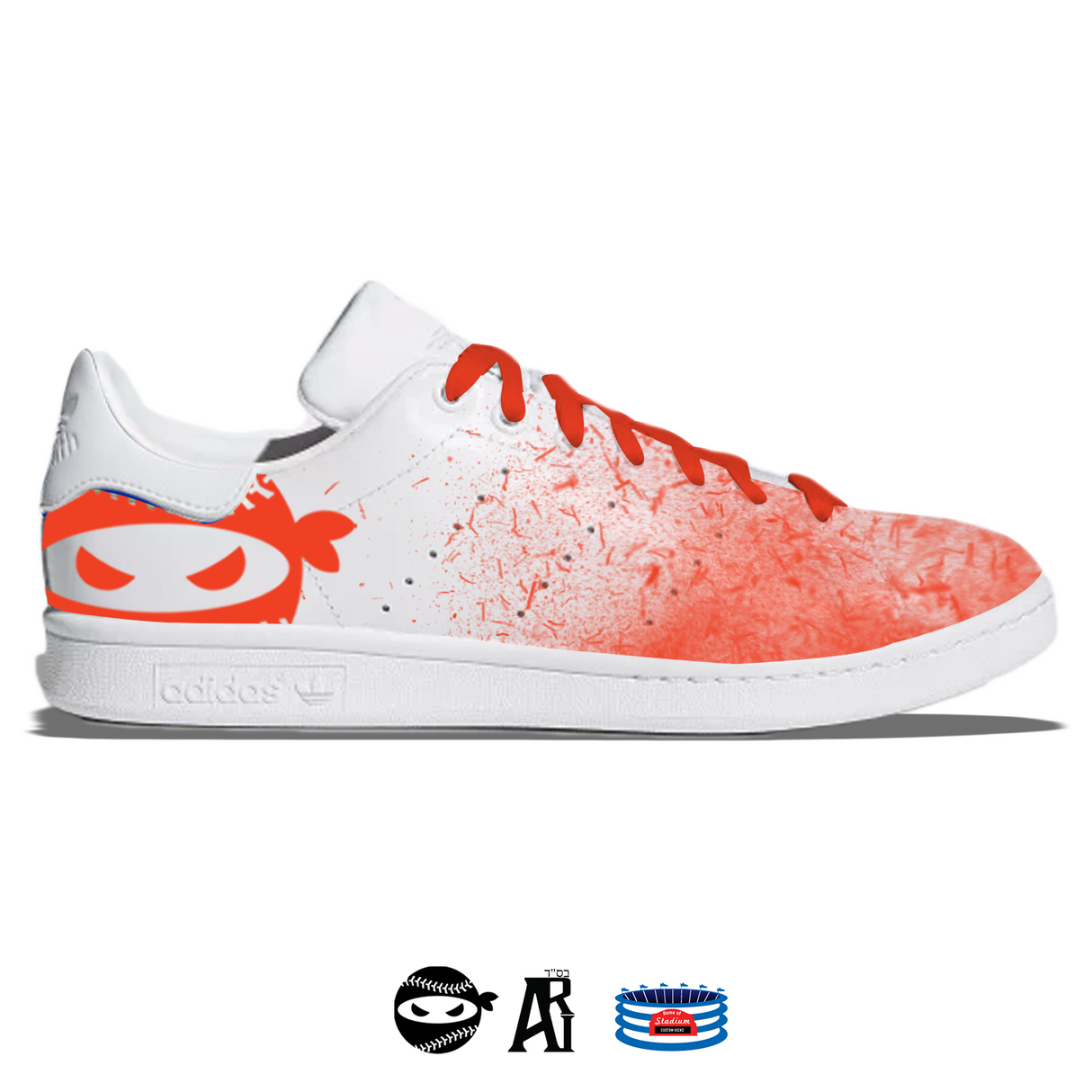 "Pitching Ninja Orange Blizzard" Adidas Stan Smith Casual Shoes by Stadium Custom Kicks