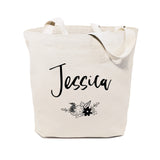 Personalized Floral Name Cotton Canvas Tote Bag by The Cotton & Canvas Co.