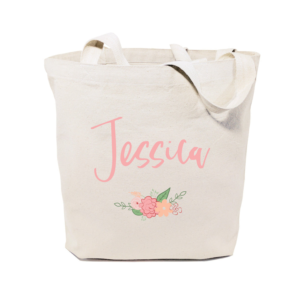 Personalized Spring Colored Floral Name Cotton Canvas Tote Bag by The Cotton & Canvas Co.