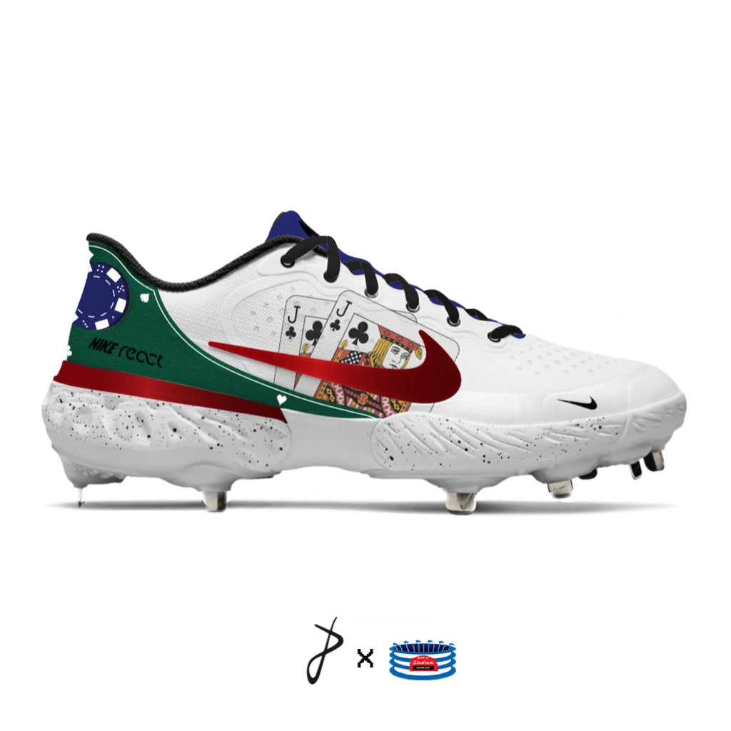 "Poker" Nike Alpha Huarache Elite 3 Low Cleats by Stadium Custom Kicks