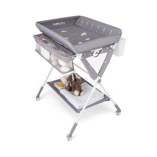 Portable Baby Changing Table with 3-Level Adjustable Height-Gray