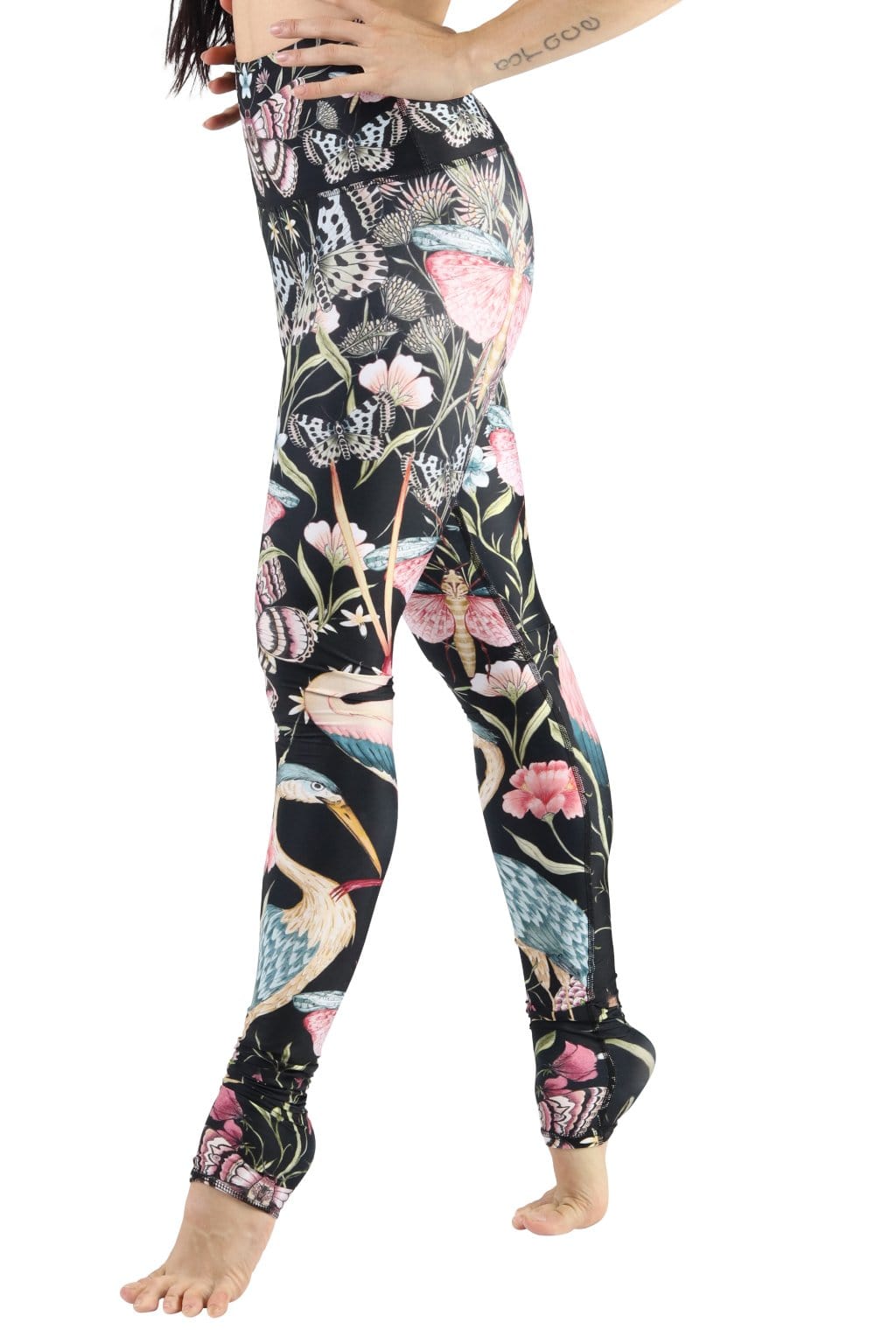 Pretty in Black Printed Yoga Legging by Yoga Democracy