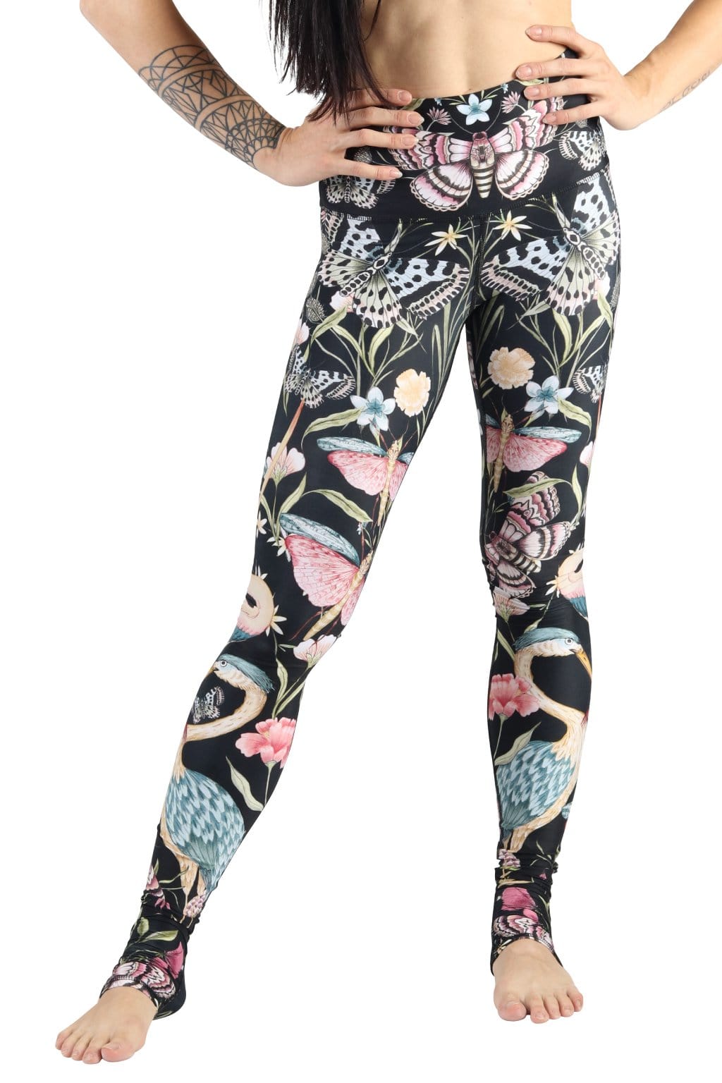 Pretty in Black Printed Yoga Legging by Yoga Democracy